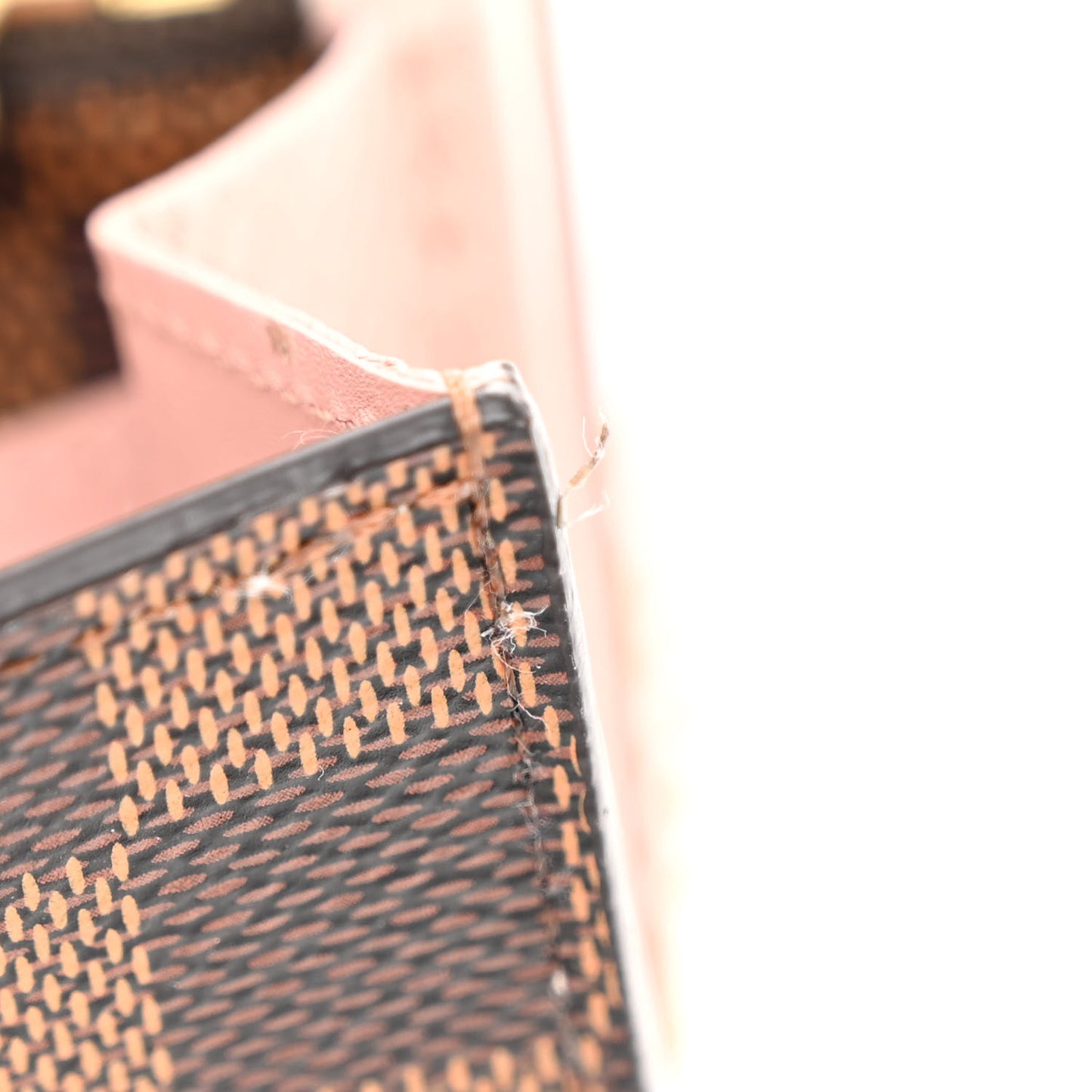 LOUIS VUITTON Damier Ebene Croisette Chain Wallet Rose Ballerine