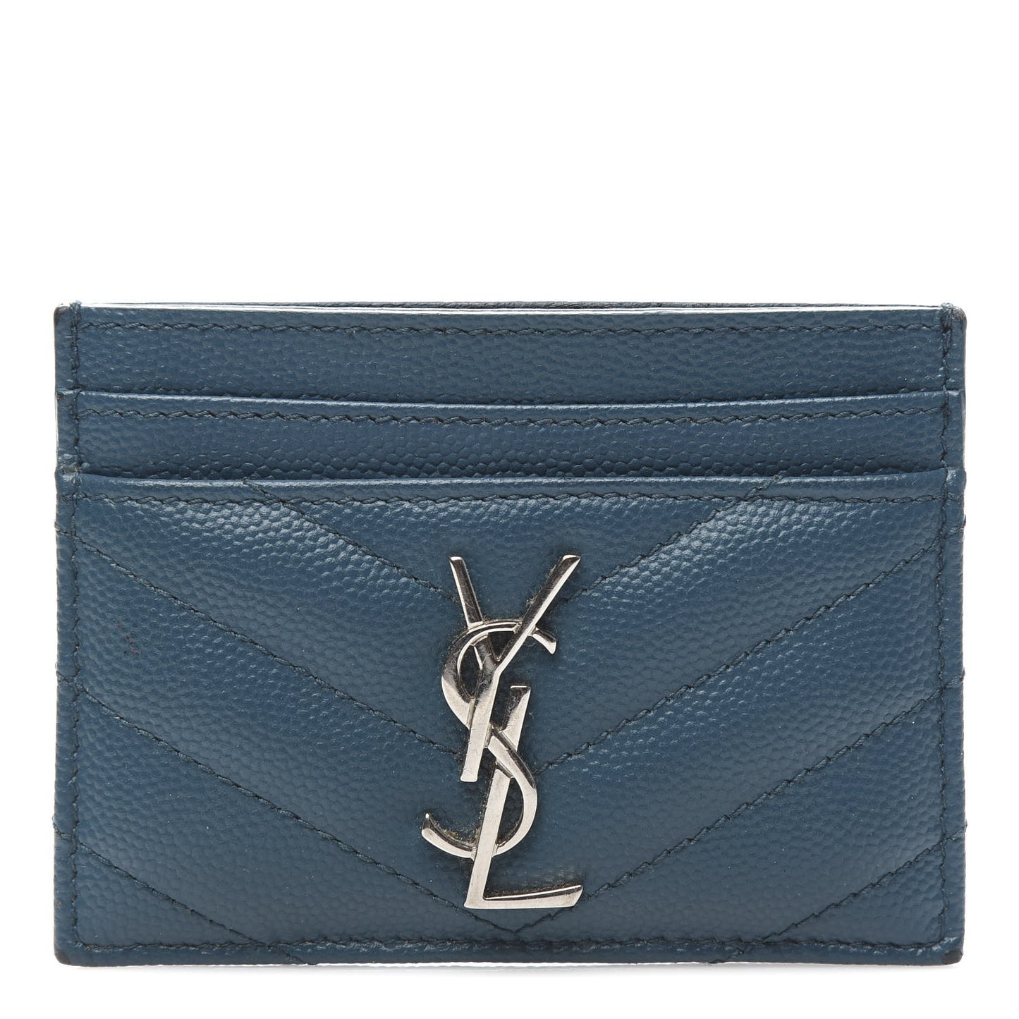 Grain De Poudre Matelasse Chevron Monogram Credit Card Case Peacock Green
