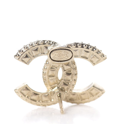 Chanel Crystal Timeless CC Earrings Light Gold 4 of 5