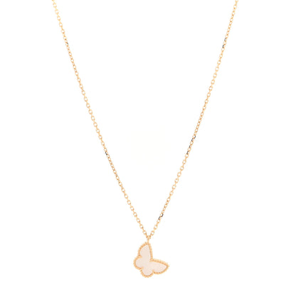 Van Cleef & Arpels 18K Yellow Gold Mother of Pearl Sweet Alhambra Butterfly Pendant Necklace 1 of 5