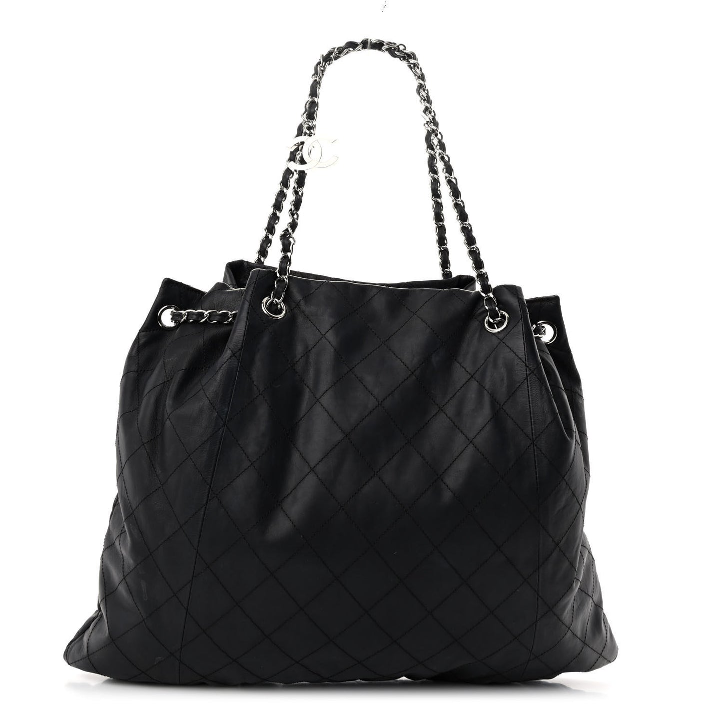 Calfskin Stitched Shoulder Bag Black