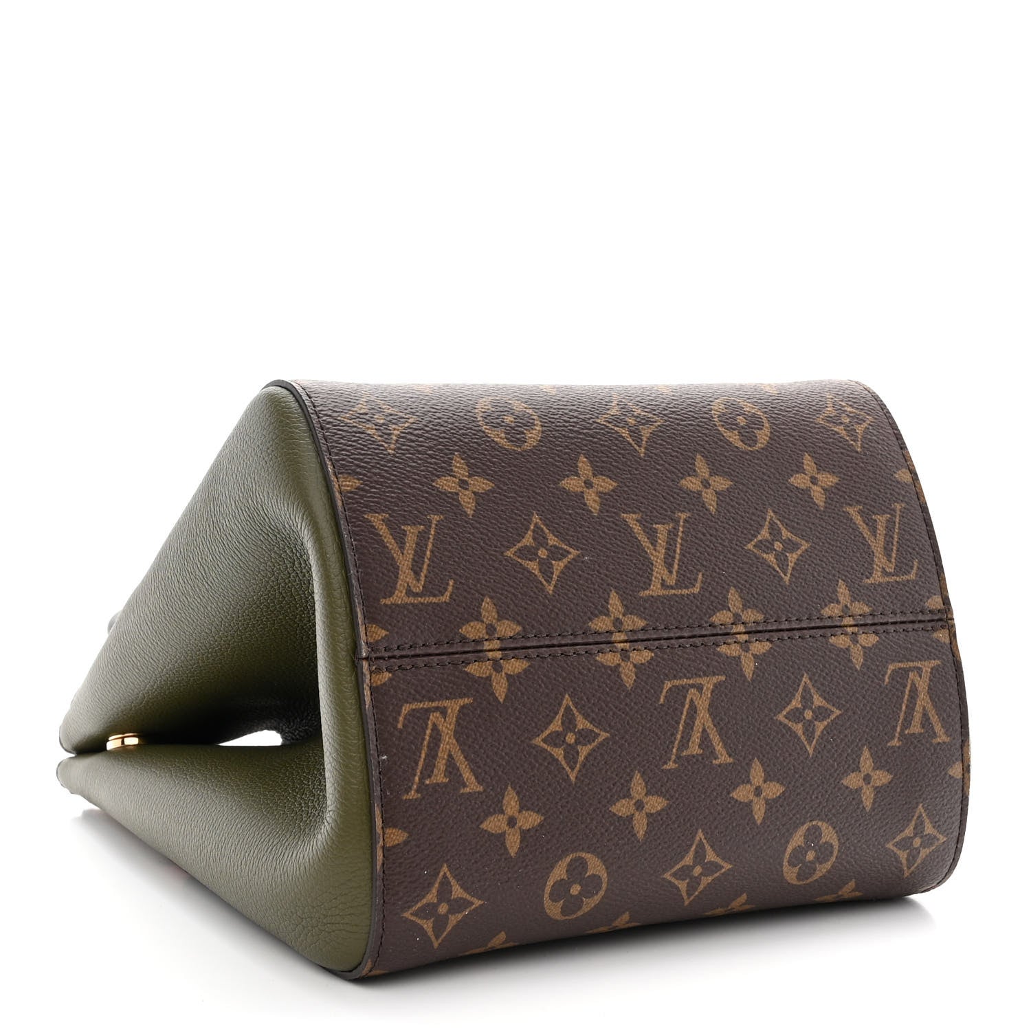 Louis Vuitton Calfskin Monogram Fold Tote PM Cream Khaki Black 4 of 9