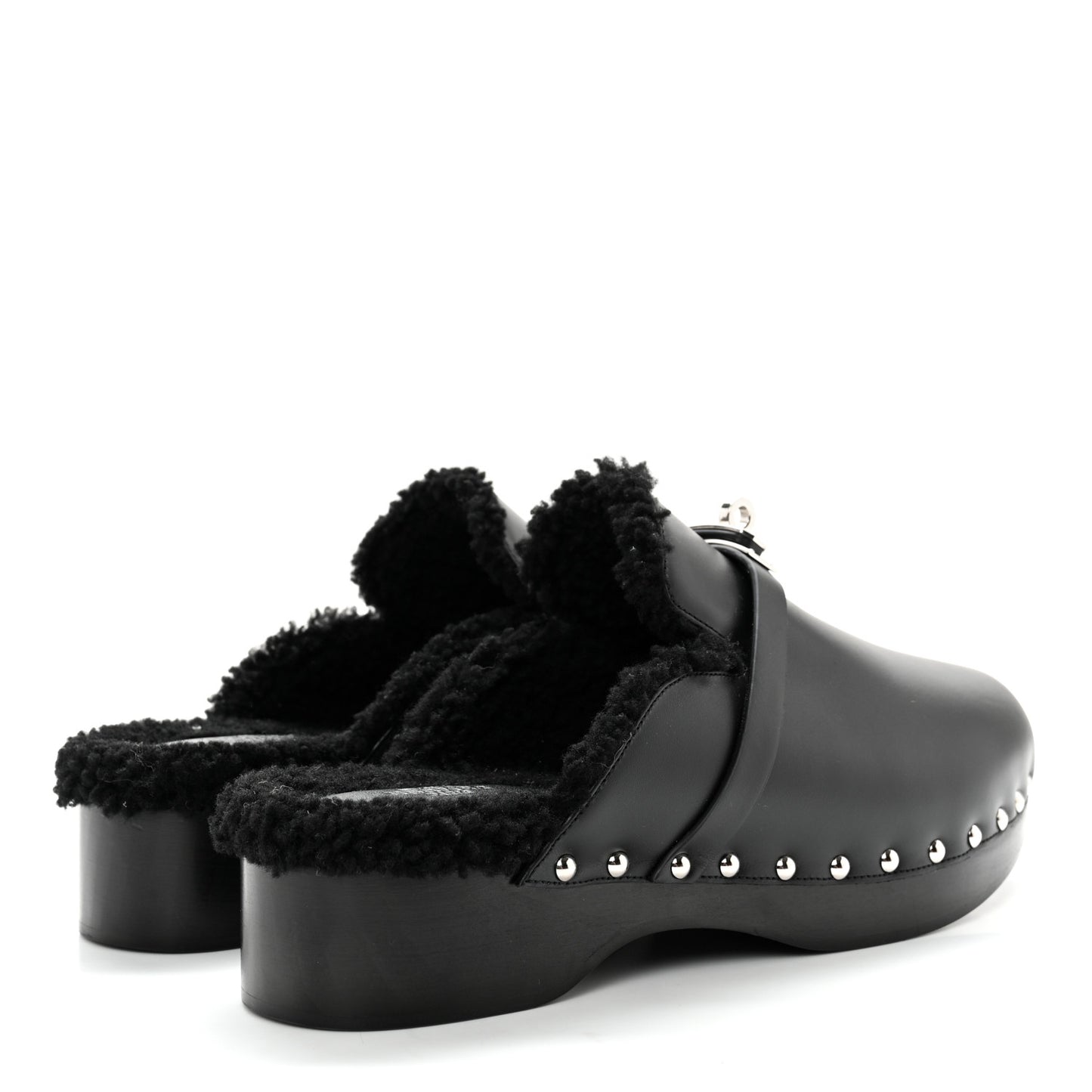 Calfskin Woolskin Carlotta Mules 41 Black