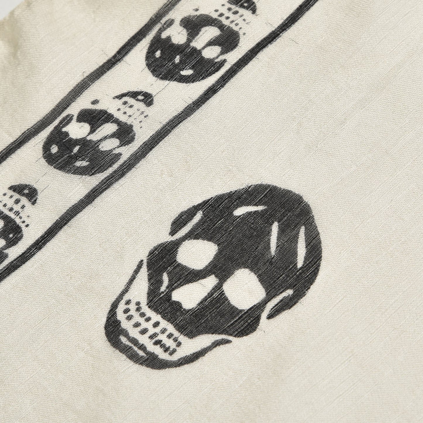 Silk Chiffon Skull Scarf Ivory Black