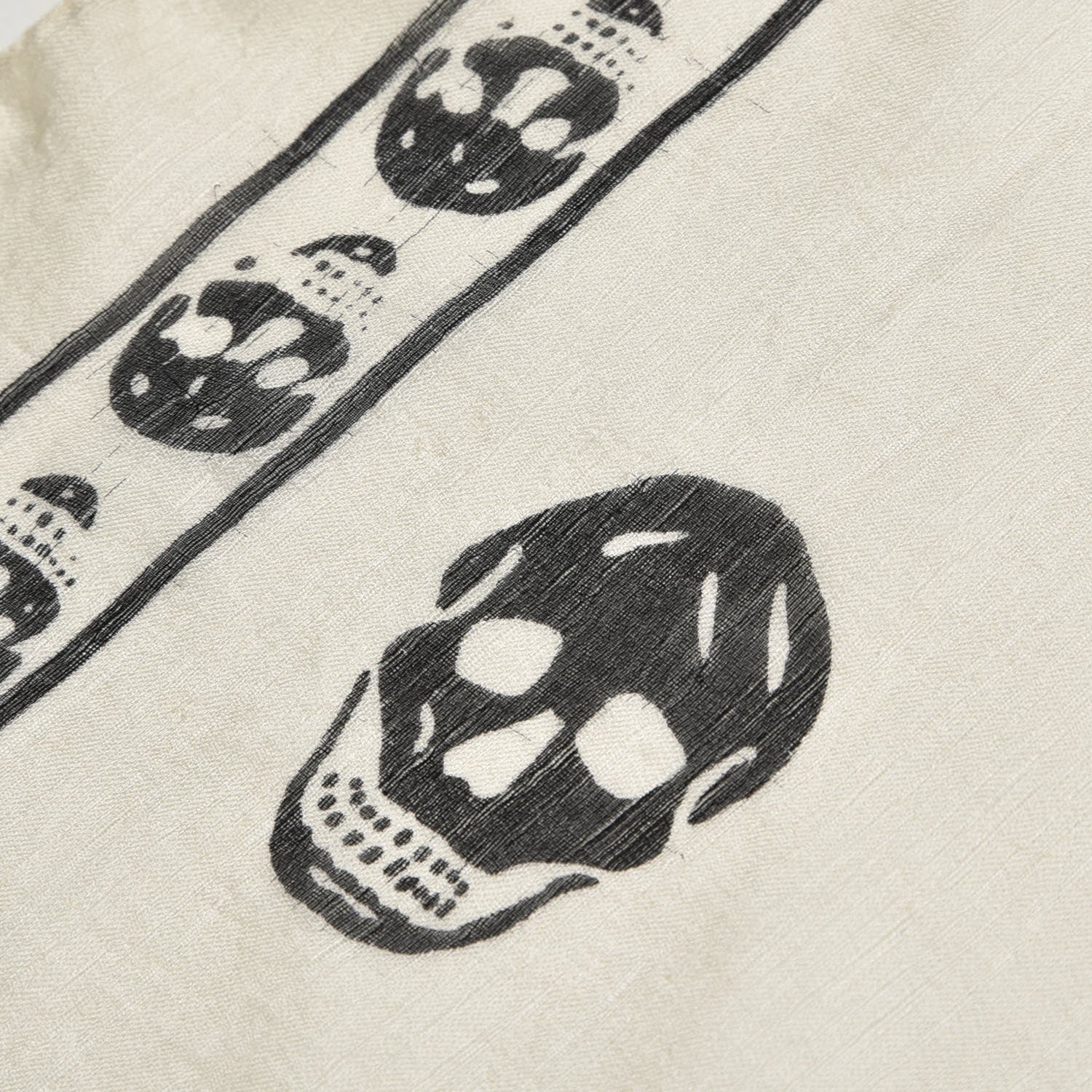 Alexander McQueen Silk Chiffon Skull Scarf Ivory Black 8 of 14