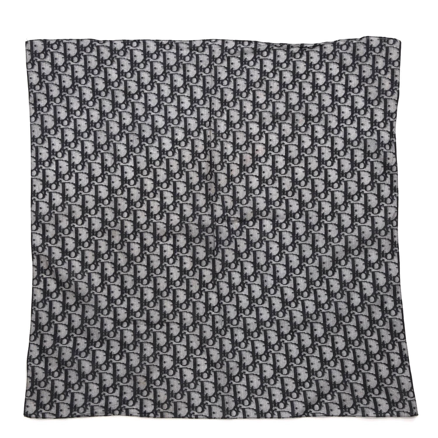 Christian Dior Cotton Monogram Scarf Navy Blue 1 of 4