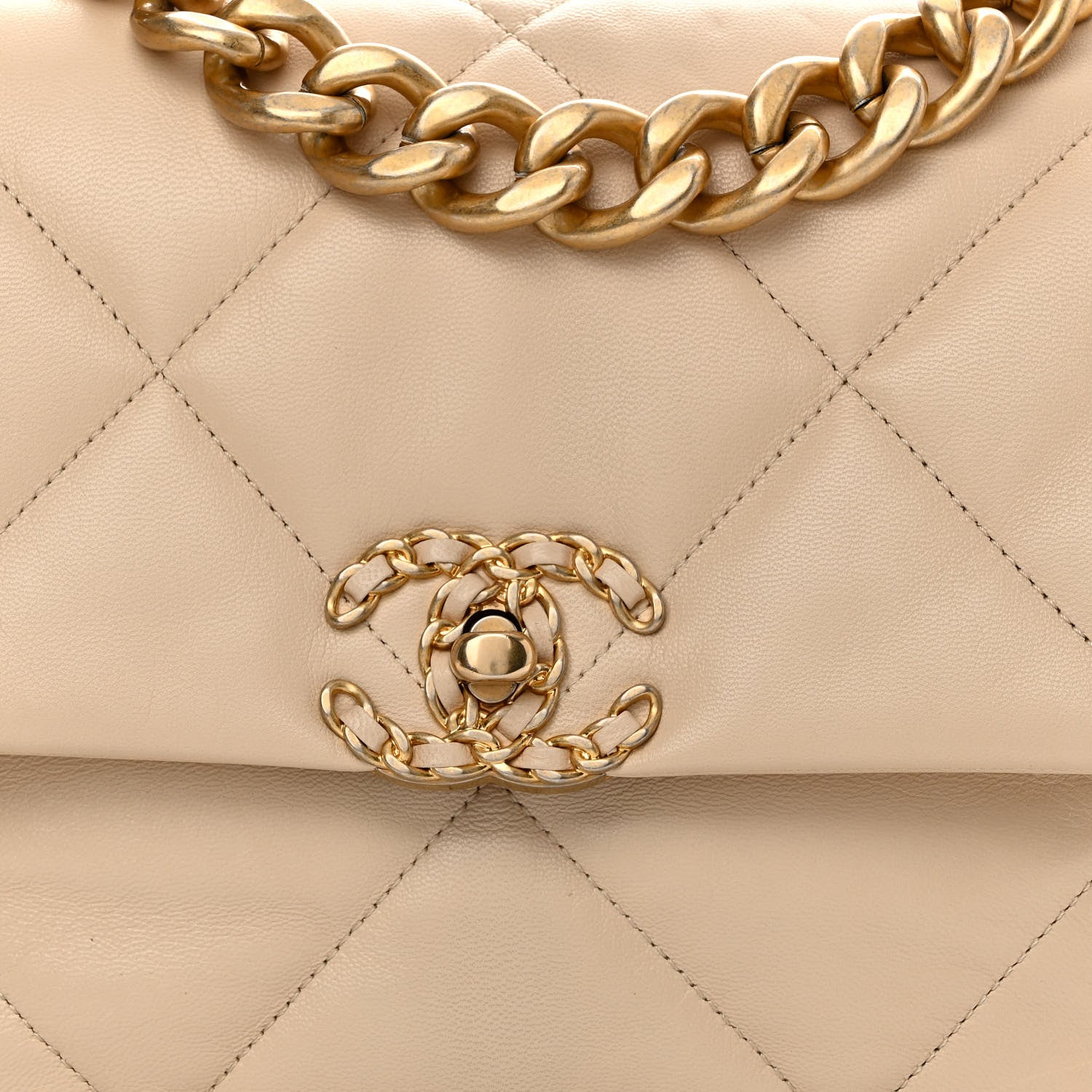 Chanel Goatskin Quilted Large Chanel 19 Flap Beige 8 of 10