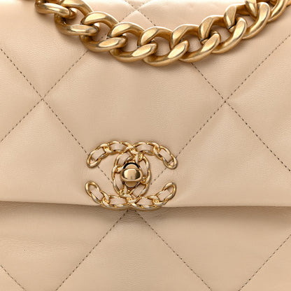 Chanel Goatskin Quilted Large Chanel 19 Flap Beige 8 of 10