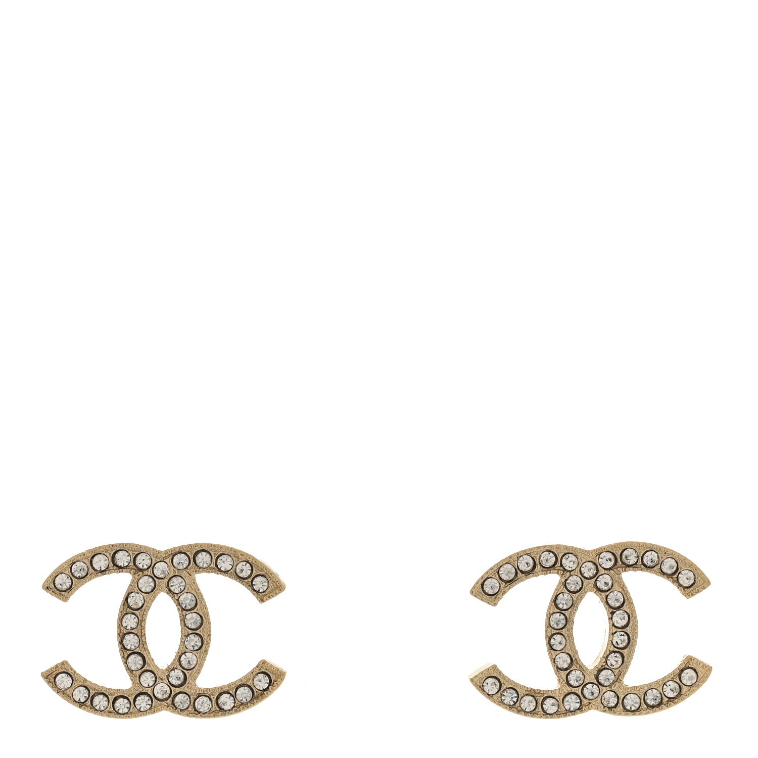 Chanel Metal Crystal CC Earrings Gold 1 of 5