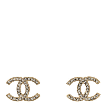Chanel Metal Crystal CC Earrings Gold 1 of 5