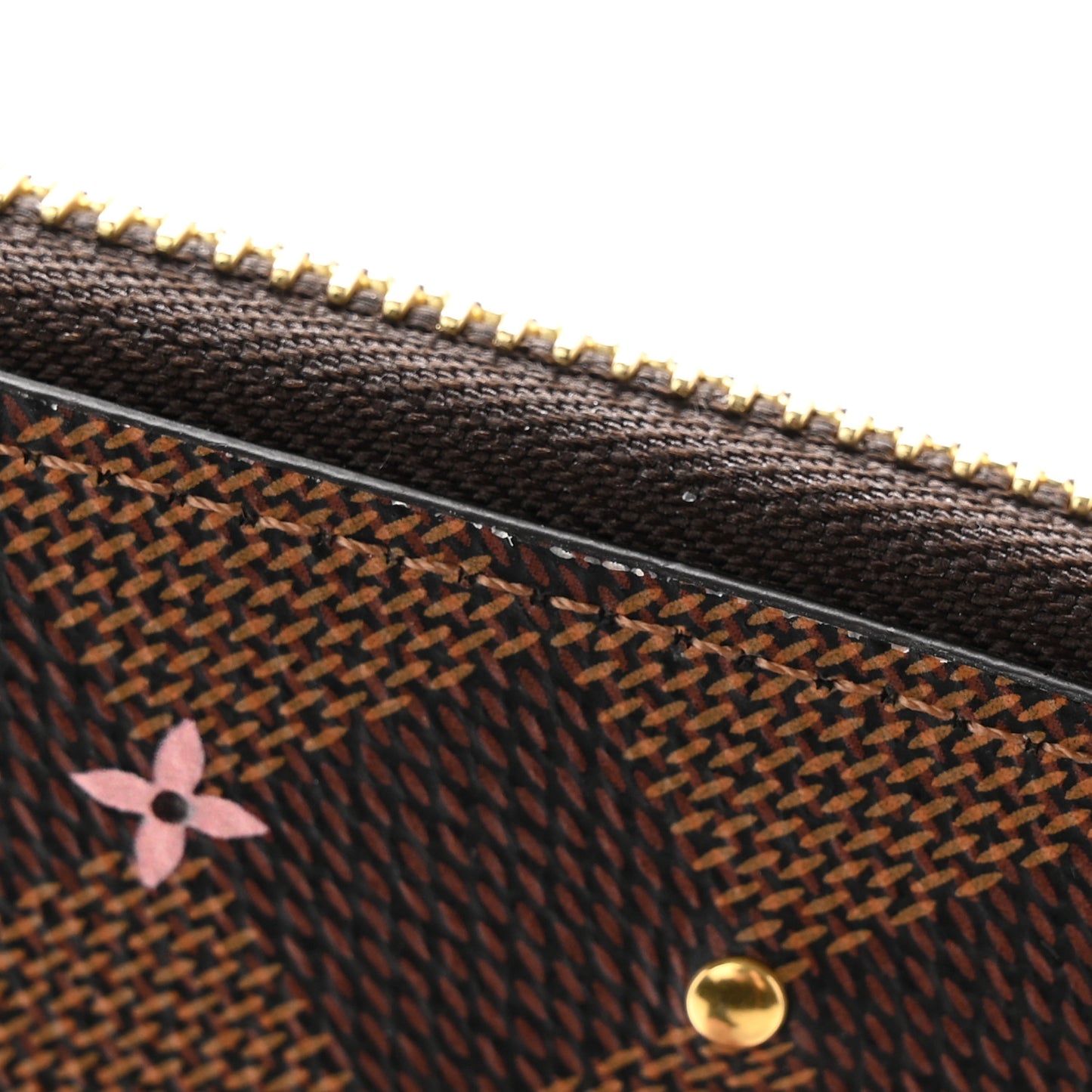 Damier Ebene Studded Zippy Wallet Rose Ballerine