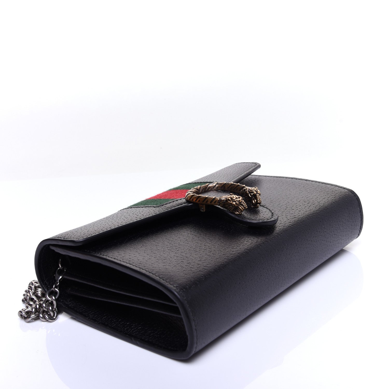 Gucci Calfskin Web Mini Dionysus Chain Wallet Black 4 of 13