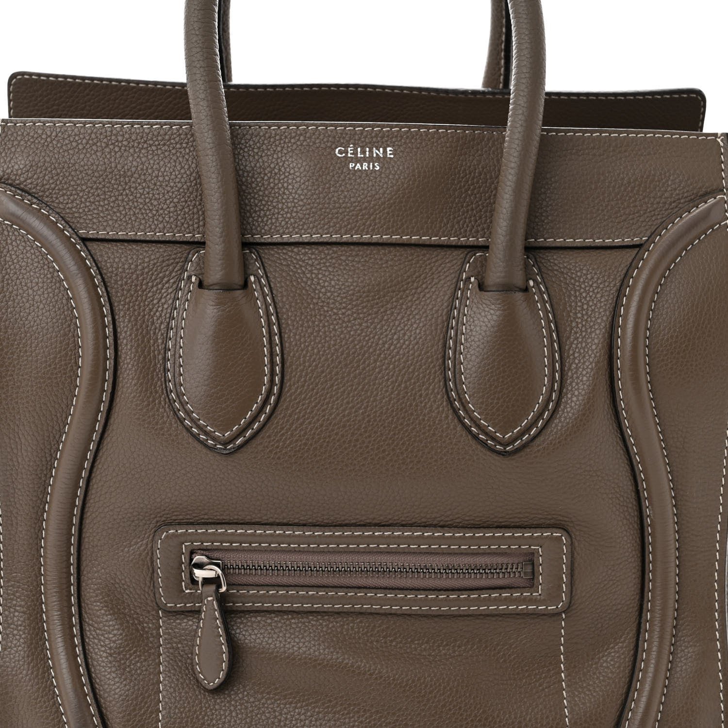 Celine Drummed Calfskin Mini Luggage Souris 8 of 11