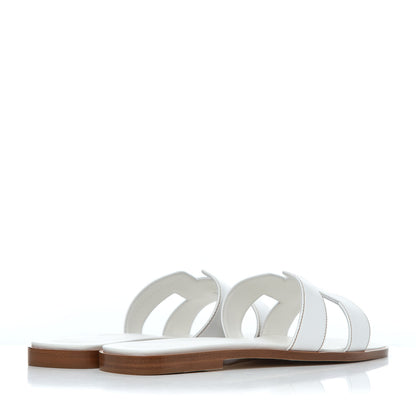 Hermes Box Calfskin Oran Sandals 38 White 4 of 9