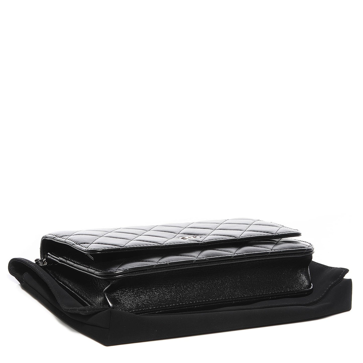 Lambskin Quilted Wallet On Chain WOC Black