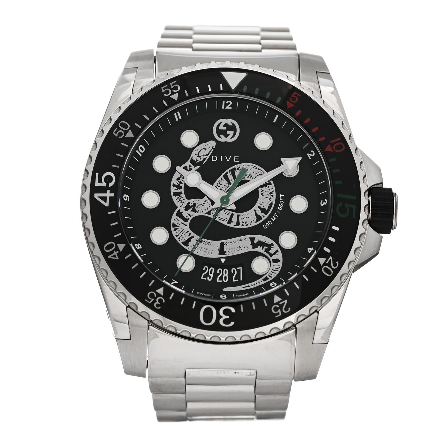 Stainless Steel 45mm Dive Snake Quartz Watch Black