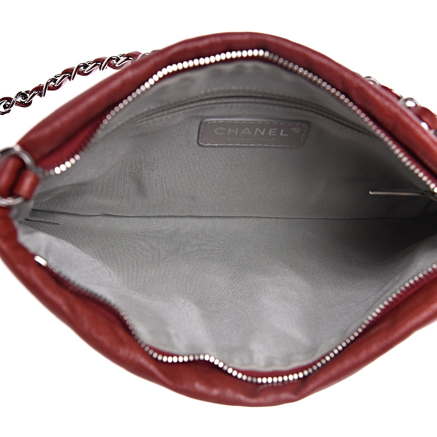 Chanel Calfskin On The Bund Pochette Dark Red 5 of 10
