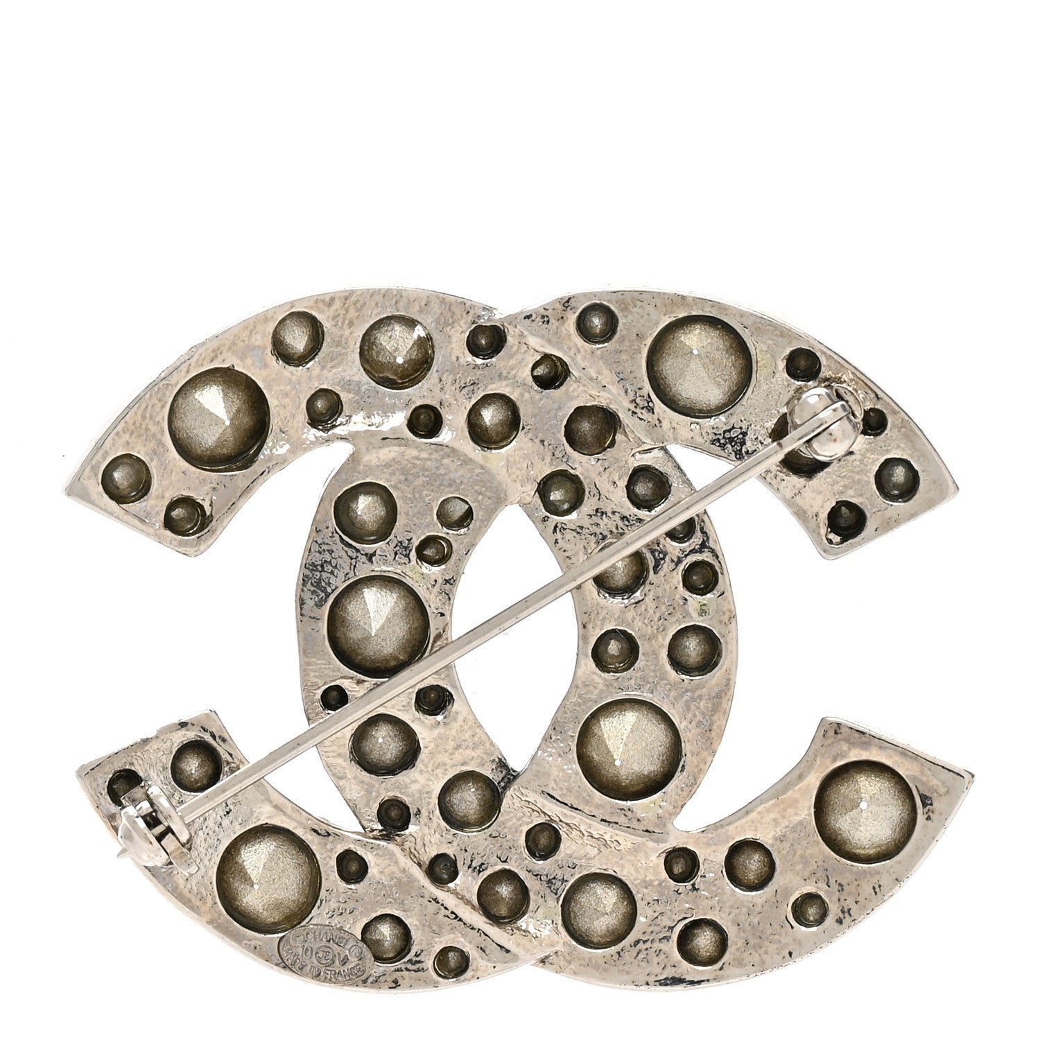 Chanel Crystal Large CC Brooch Silver 3 of 4