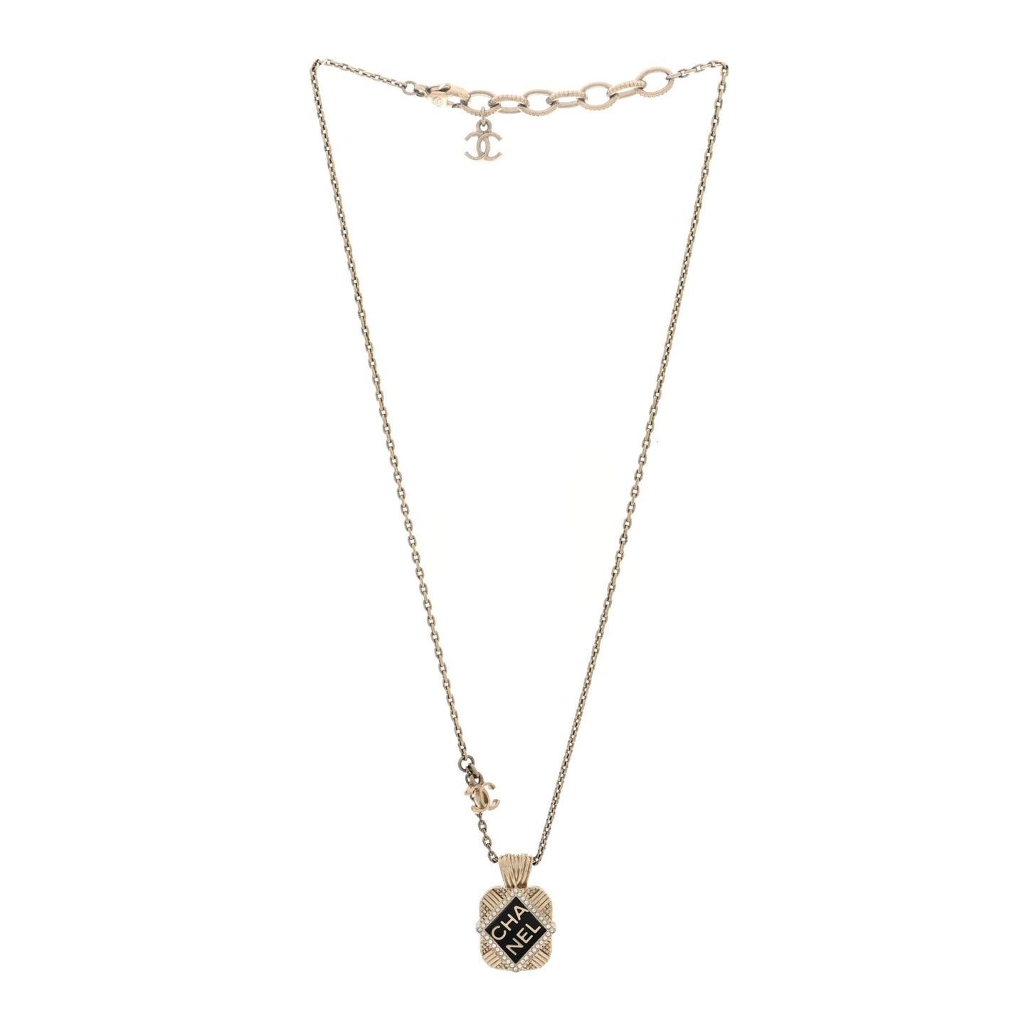 Crystal CC Square Necklace Gold