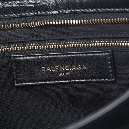 Balenciaga Calfskin Crocodile Embossed Classic Hardware City Black 8 of 9