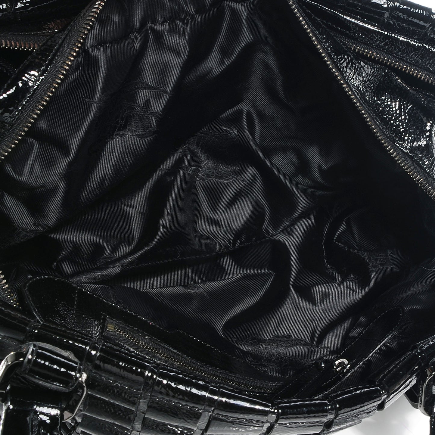 Patent Leather Cartridge Pleat Tote Black