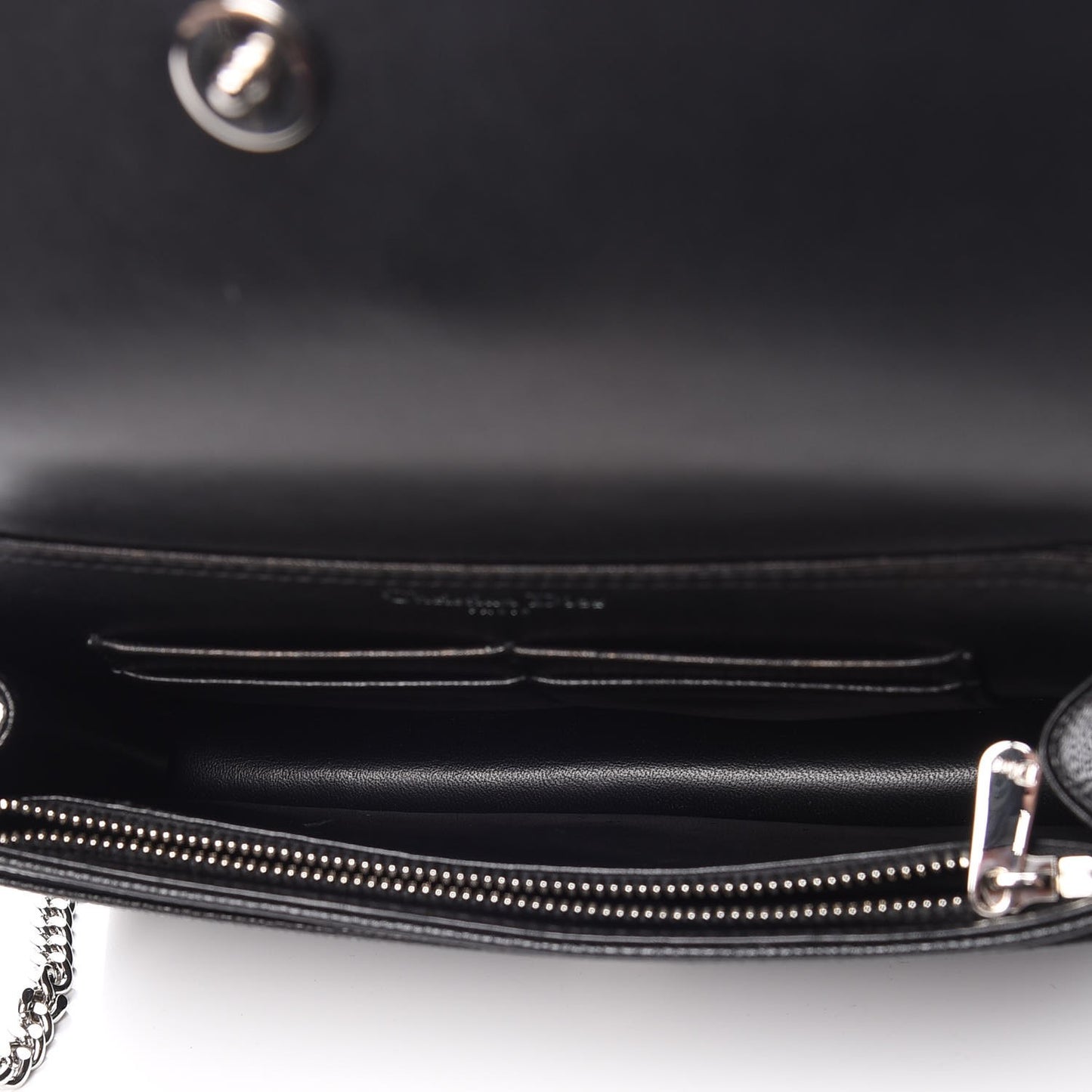 Grained Calfskin Diorama Wallet on Chain Pouch Black