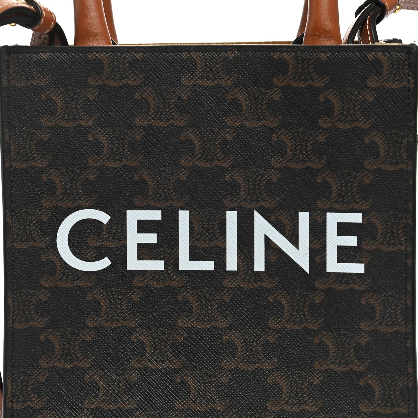 Triomphe Canvas Calfskin Mini Vertical Cabas Tan