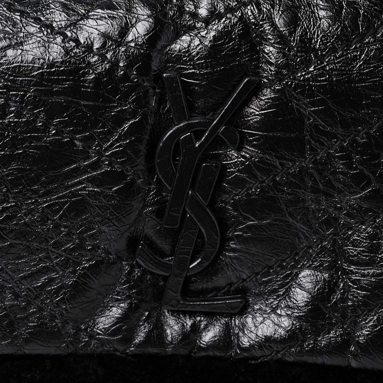 Saint Laurent Crinkled Calfskin Shearling Monogram Medium Niki Chain Satchel Black 12 of 12
