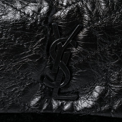 Saint Laurent Crinkled Calfskin Shearling Monogram Medium Niki Chain Satchel Black 12 of 12