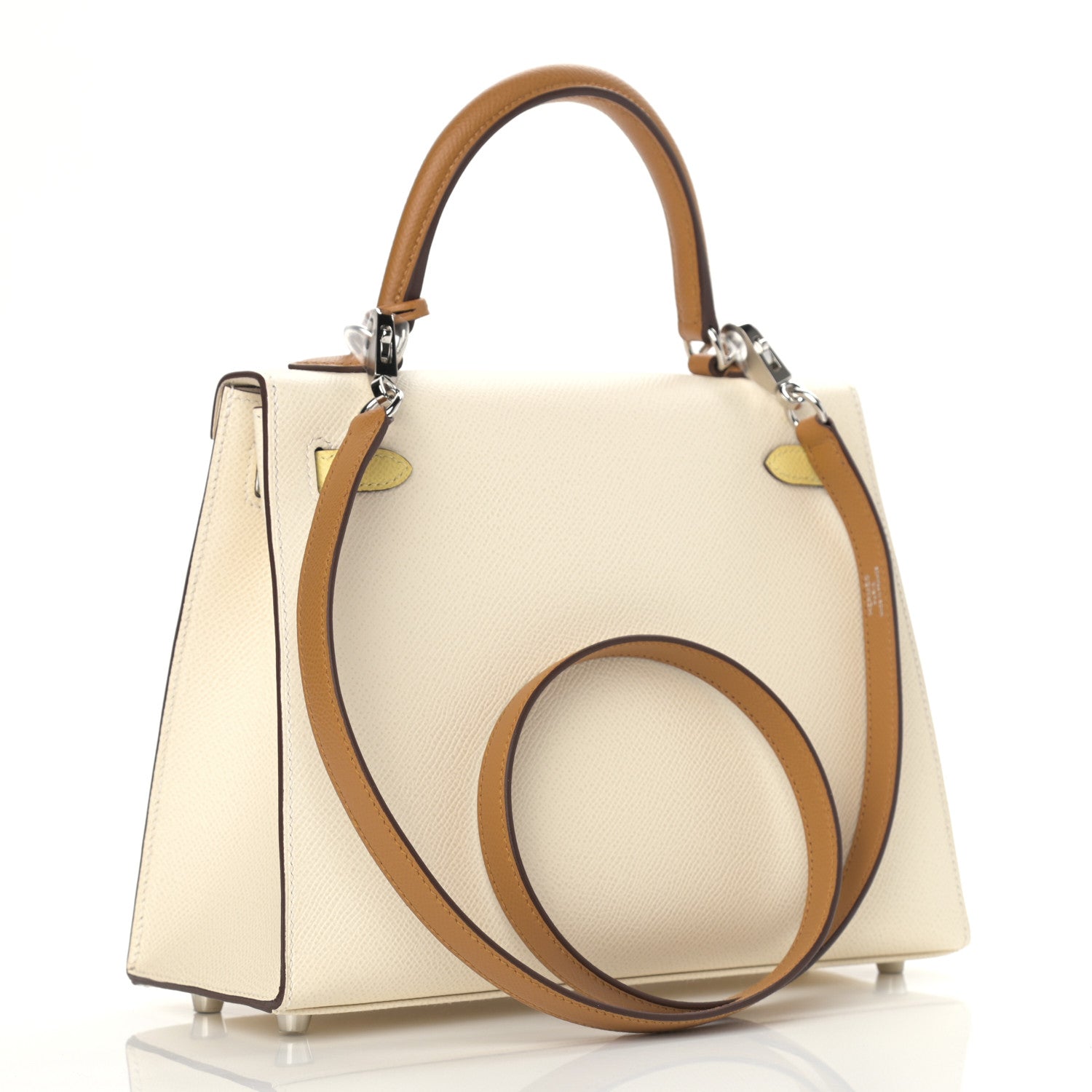 Hermes Epsom Tri-Color Kelly Sellier 25 Nata Jaune Poussin Sesame 3 of 11