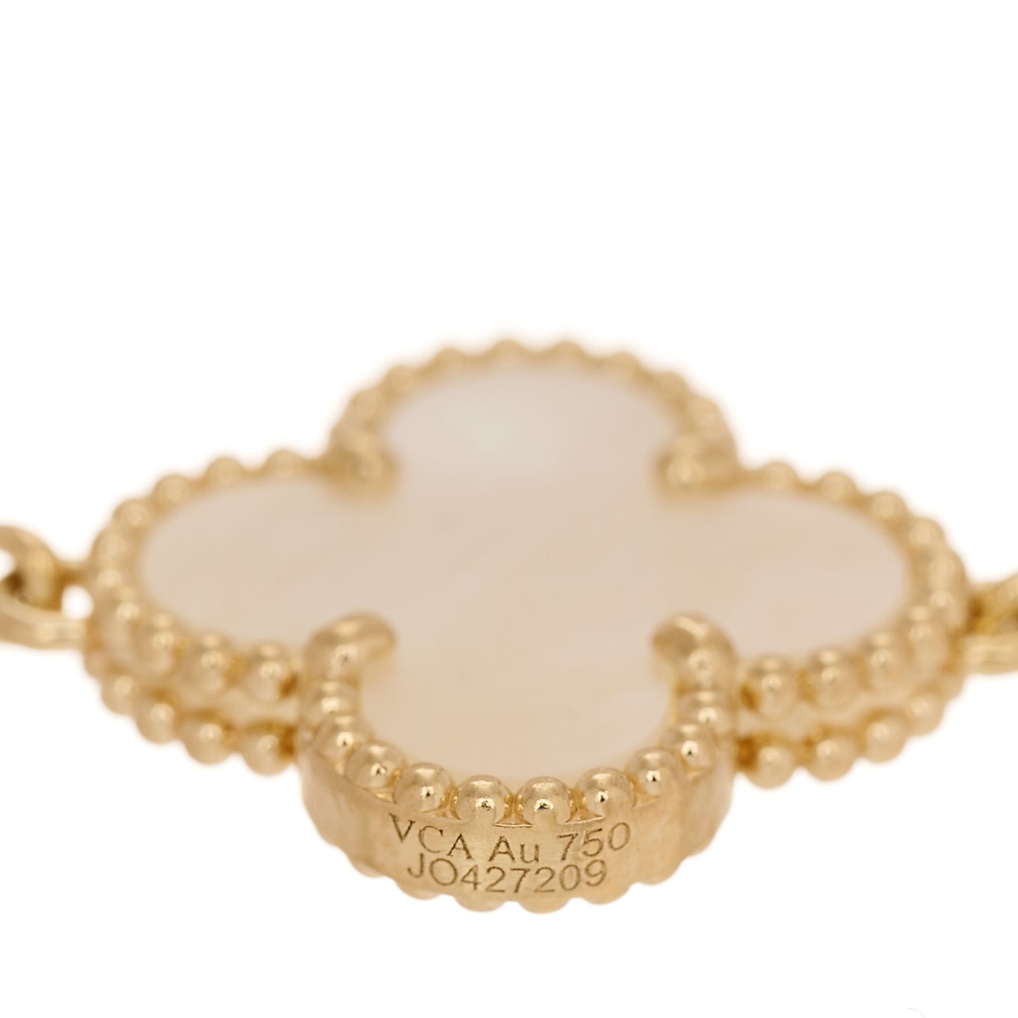 18K Yellow Gold Mother of Pearl 5 Motifs Vintage Alhambra Bracelet