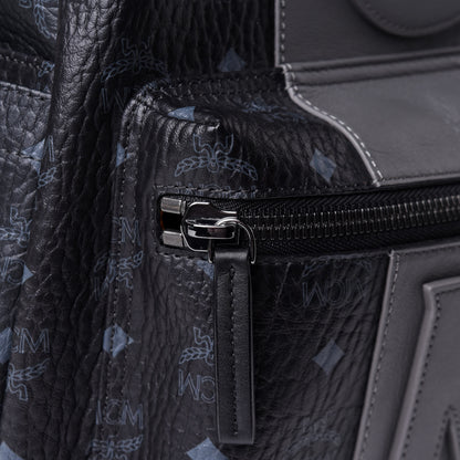 MCM Visetos Medium Stark Logo Stripe Backpack Black 15 of 21