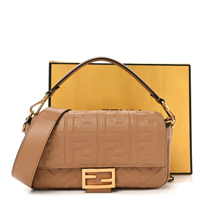 Fendi Nappa FF 1974 Embossed Baguette Miele Scuro 11 of 11