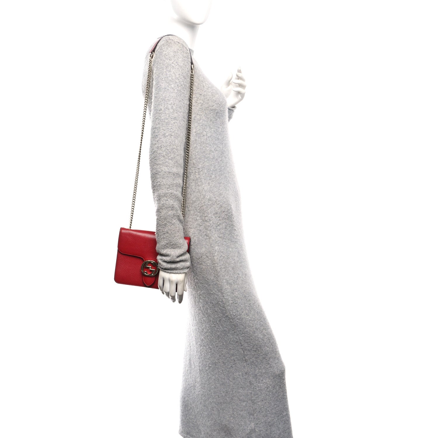 Gucci Dollar Calfskin Small Interlocking G Shoulder Bag Red 2 of 13