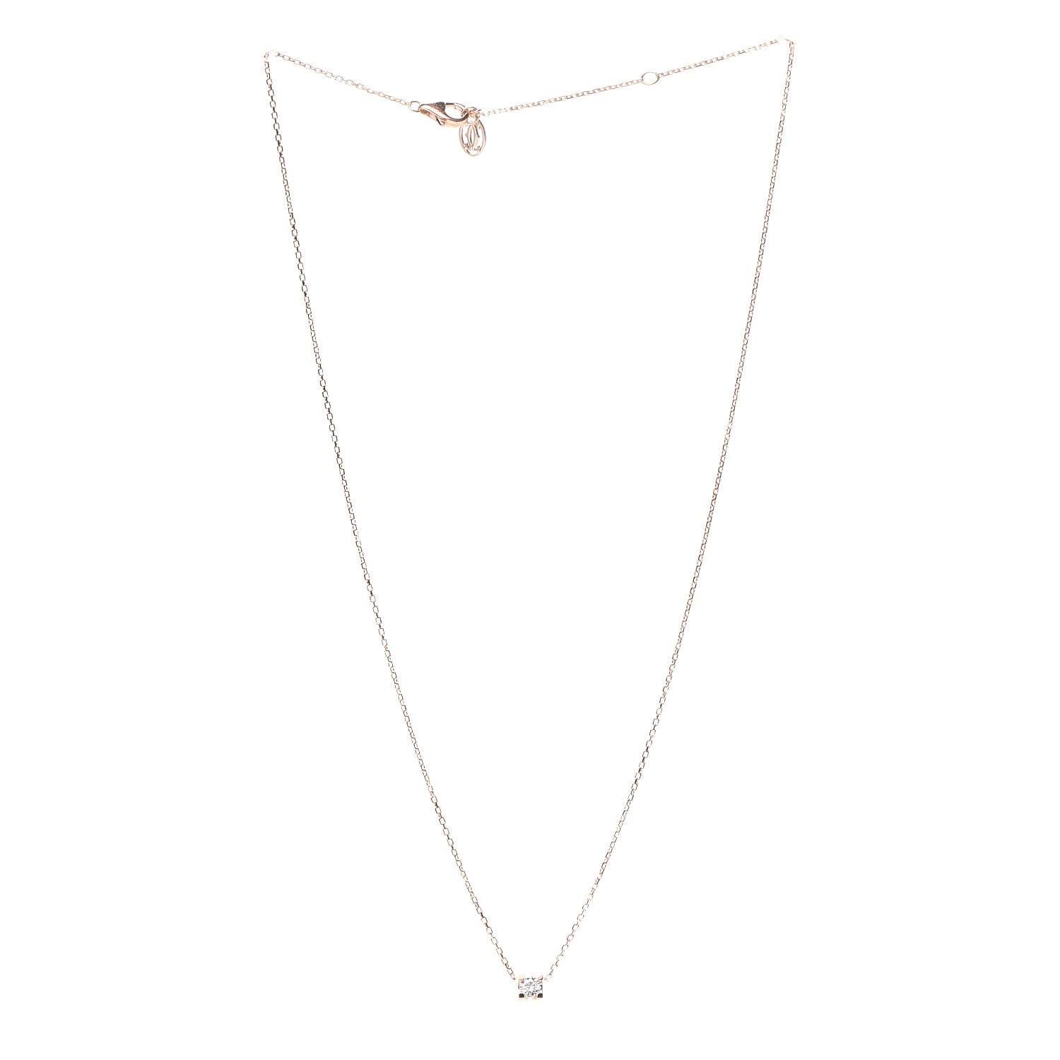Cartier 18K Pink Gold Diamond .18ct C De Pendant Necklace 3 of 7