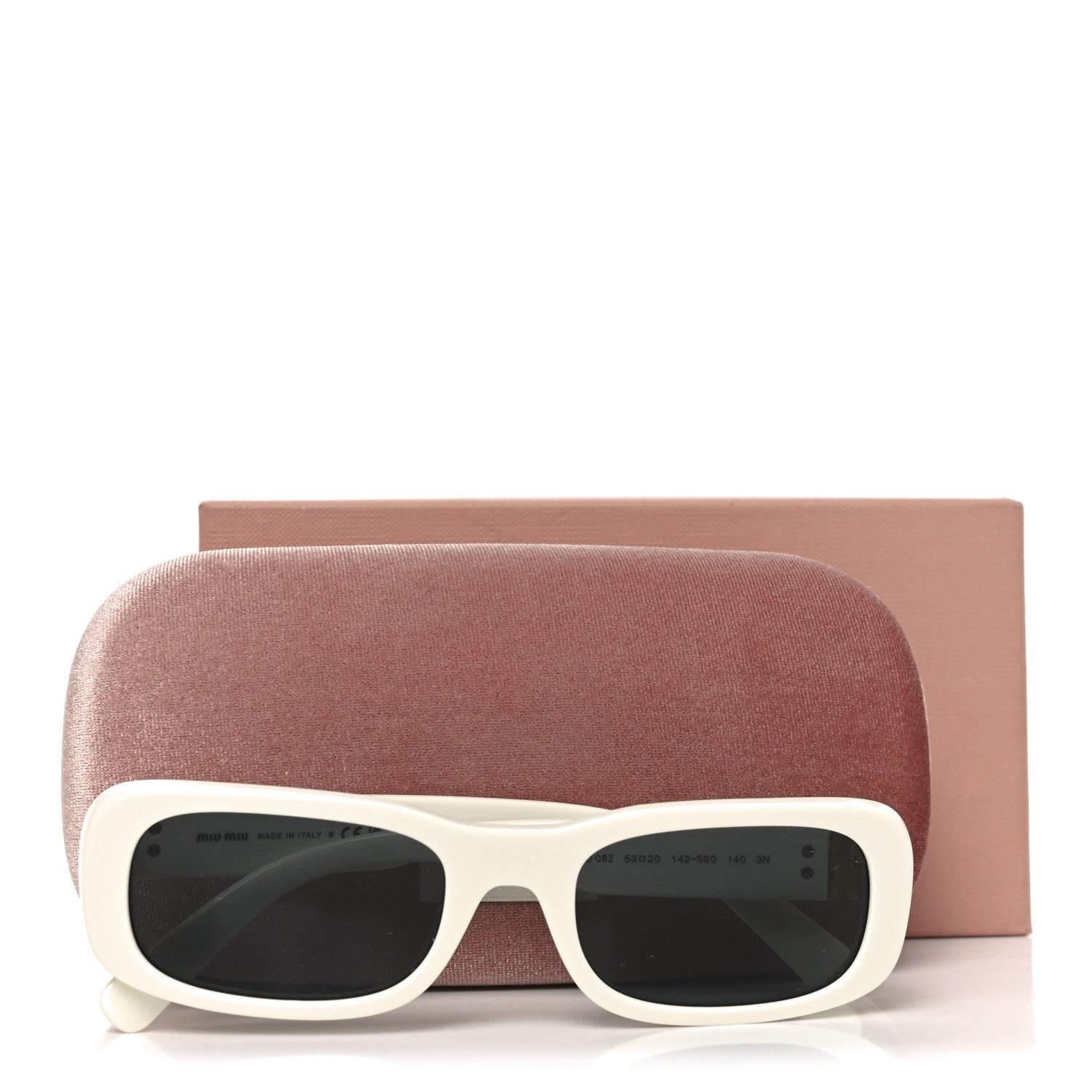 Miu Miu Acetate Rectangle Sunglasses SMU 08Z White 1815574