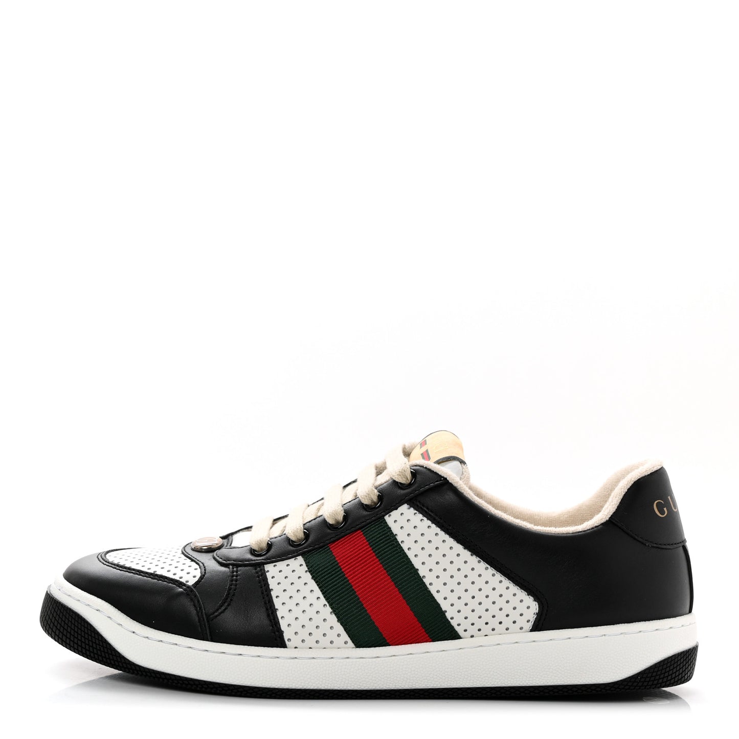 Calfskin Web Mens Screener Sneakers 41 Black White