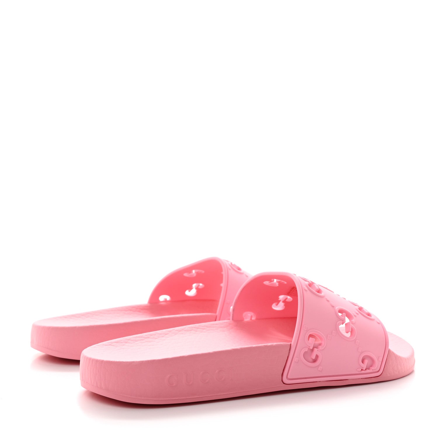 Gucci Rubber GG Monogram Perforated Womens Slide Sandals 36 Rose Box 4 of 11