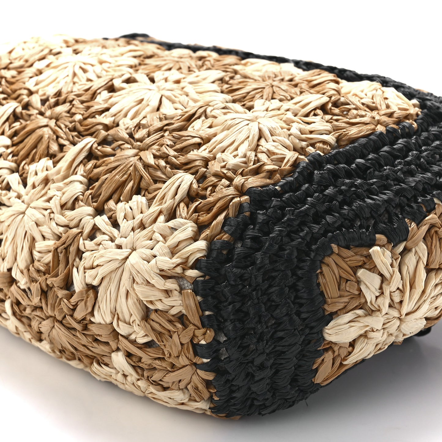 Raffia Azalea Calfskin Crochet Flower Small GG Marmont Shoulder Bag Natural Ecru Black