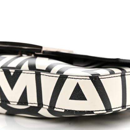Fendi X MARC JACOBS Nappa Vitello King Logo Print Phone Baguette White Black 9 of 9