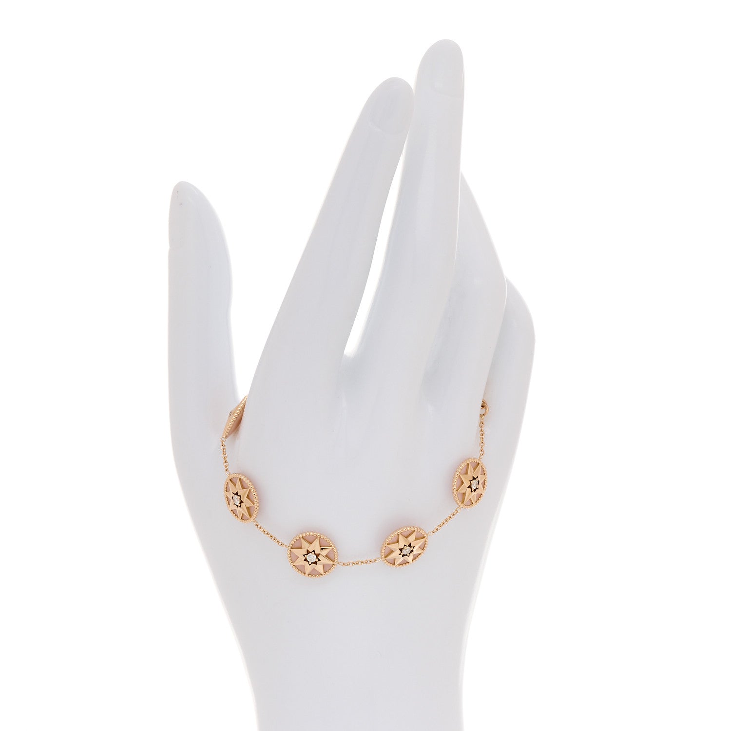Christian Dior 18K Rose Gold Diamond Pink Opal Rose Des Vents 5 Charm Bracelet 2 of 6