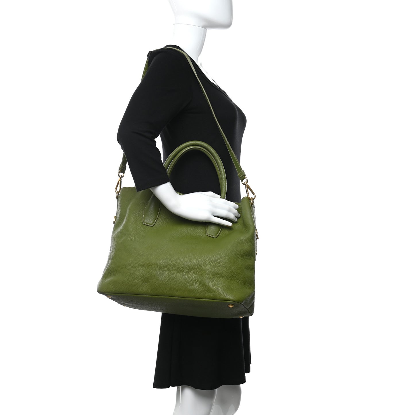 Vitello Daino Shopping Tote Green