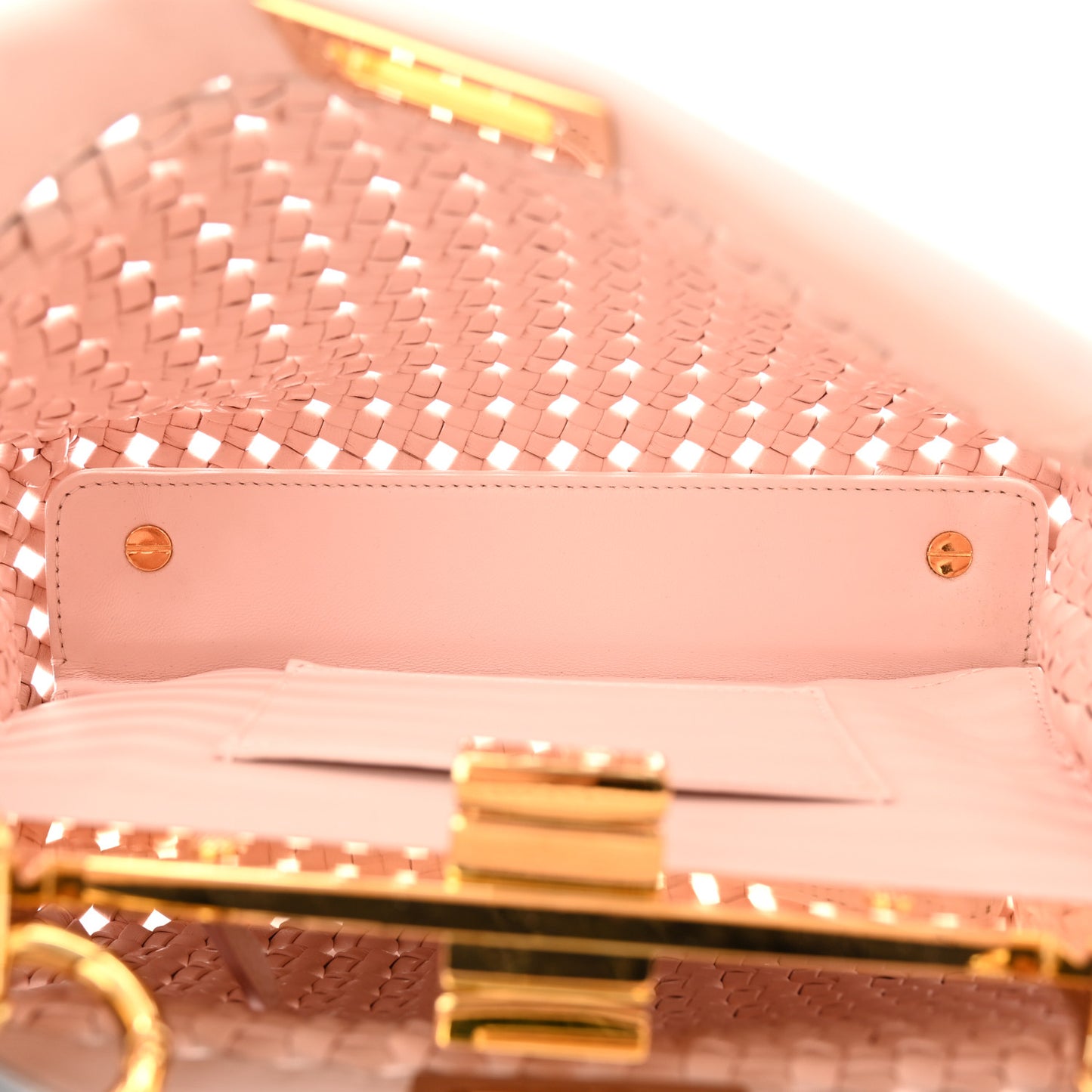 Nappa Woven Mini Peekaboo Iconic Satchel Rosa Confetto