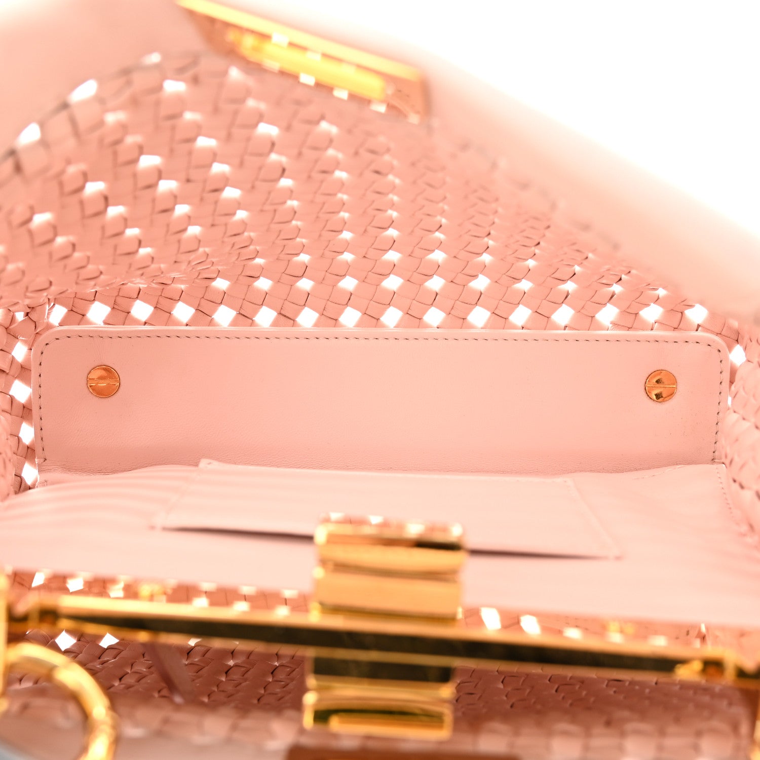 Fendi Nappa Woven Mini Peekaboo Iconic Satchel Rosa Confetto 6 of 15