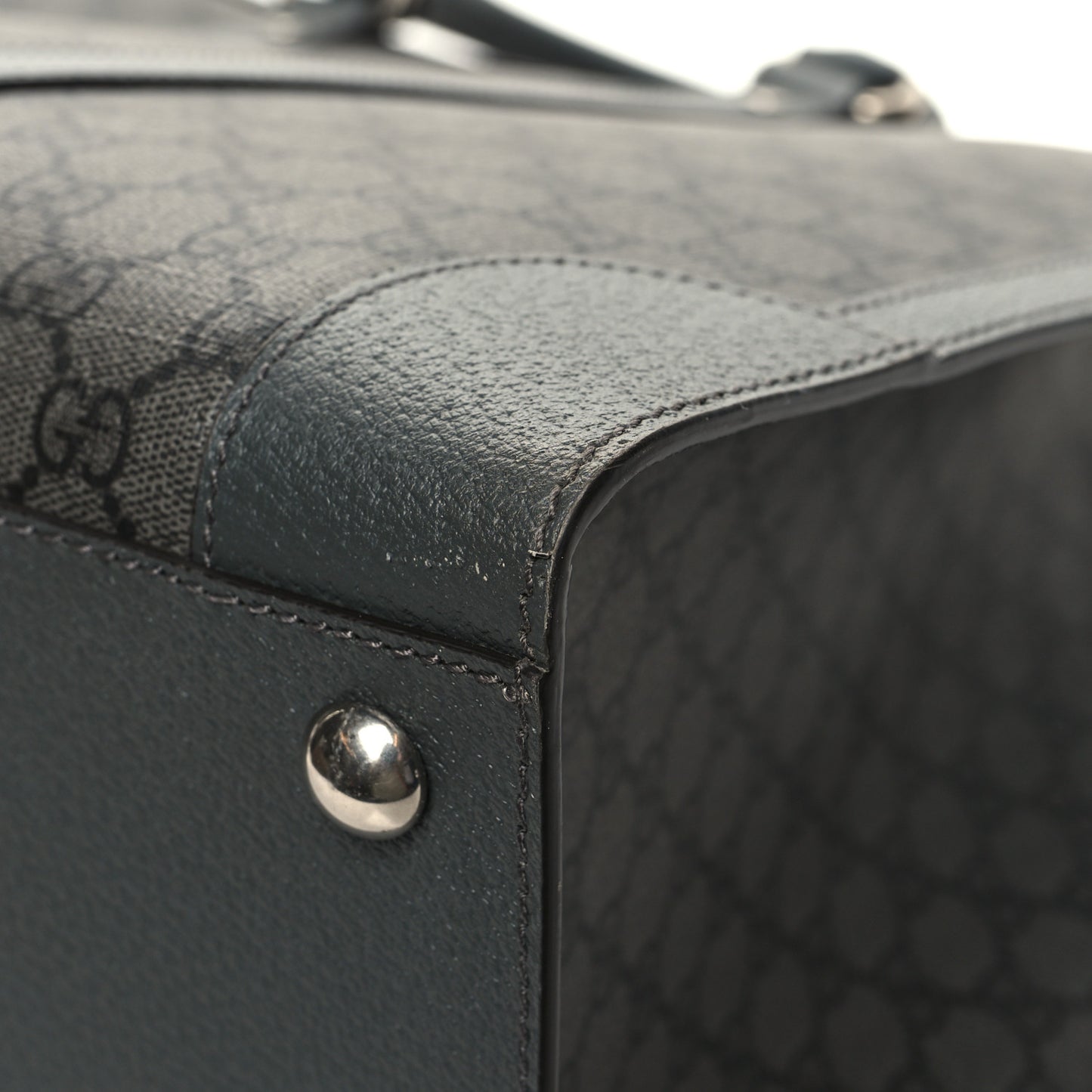 GG Supreme Monogram Textured Dollar Calfskin Large Ophidia Tote Bag Grey Black Graphite Grey