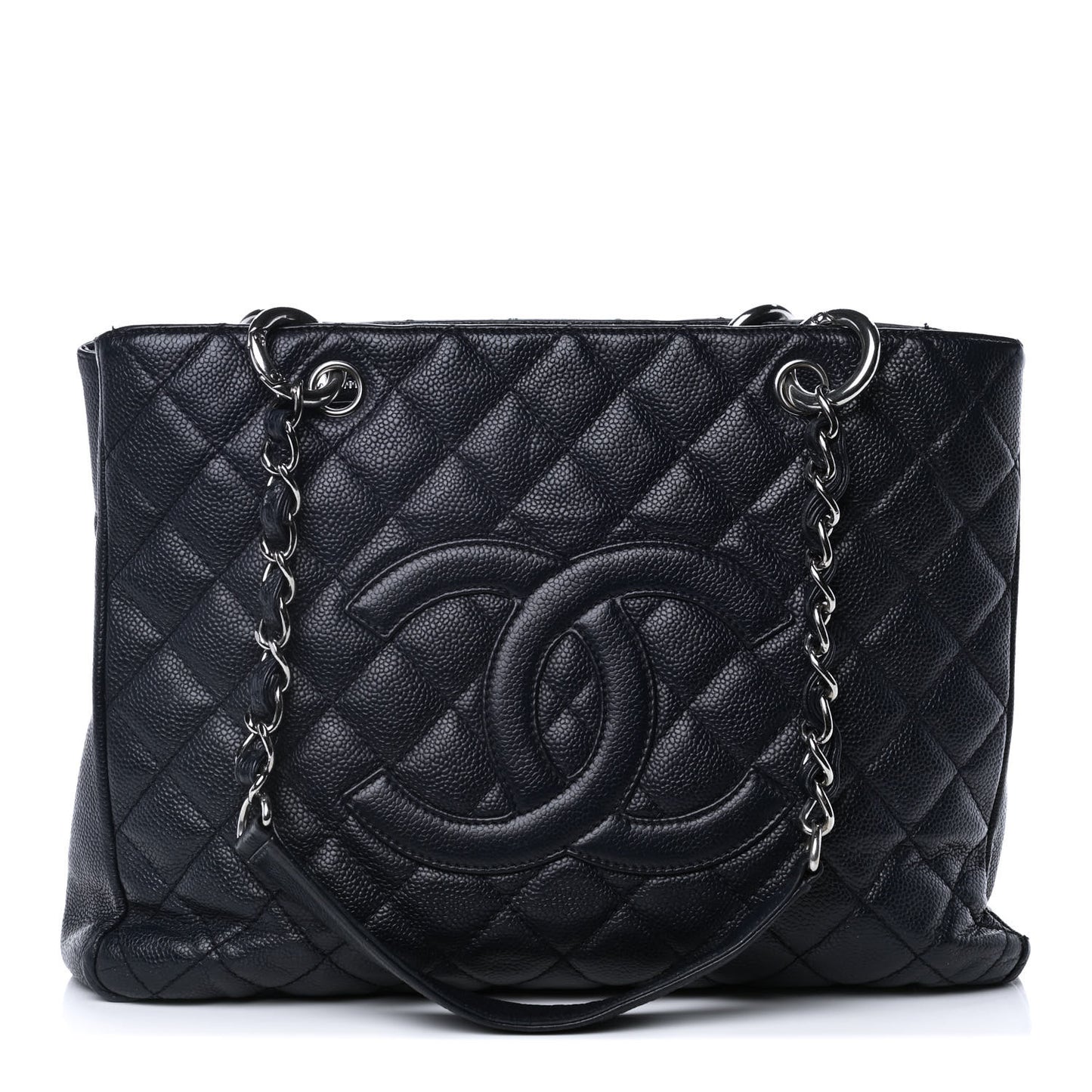 Caviar Quilted Grand Shopping Tote GST Navy Blue