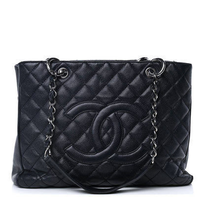 Chanel Caviar Quilted Grand Shopping Tote GST Navy Blue 1 of 10