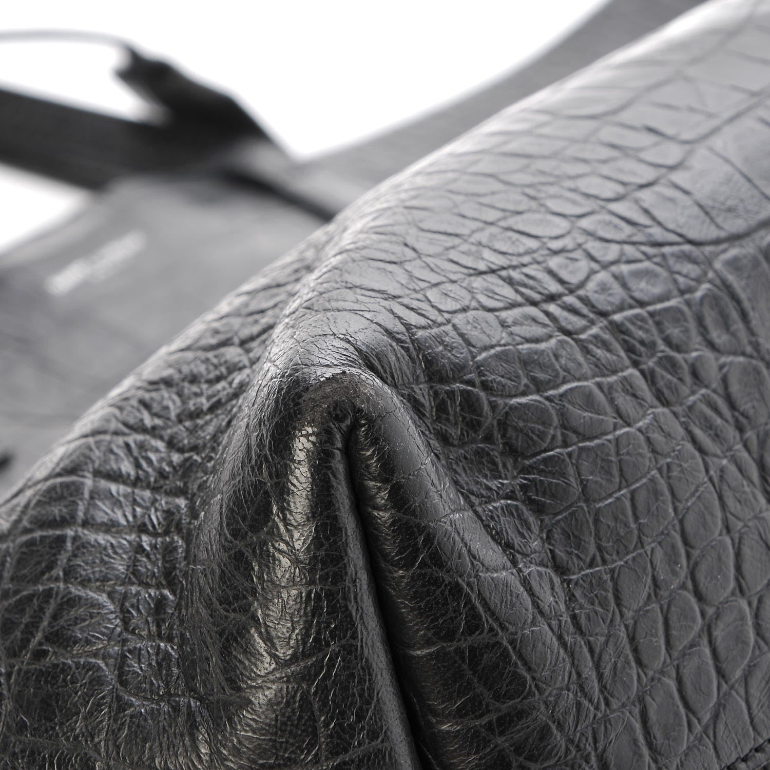 Saint Laurent Calfskin Crocodile Embossed Large Shopper Tote Black 10 of 16