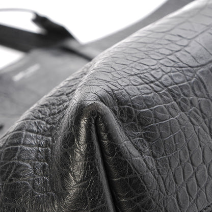 Saint Laurent Calfskin Crocodile Embossed Large Shopper Tote Black 10 of 16