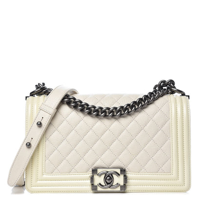 Chanel Goatskin Quilted Patent Medium Duo Boy Flap Ecru 1 of 10